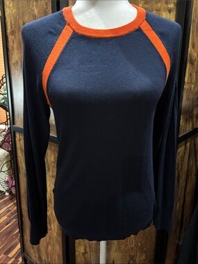 41 Hawthorn Navy Crew Sweater with Orange Trim